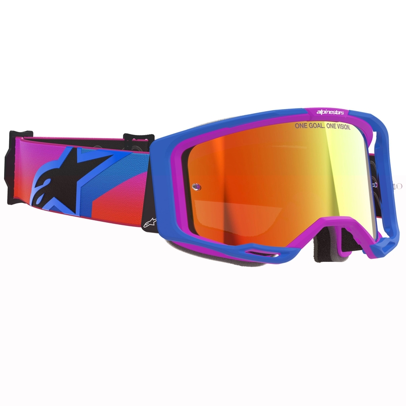 Alpinestars Vision 8 Corp blau-lila-orange Motocross-Brille mit verspiegelter roter Linse