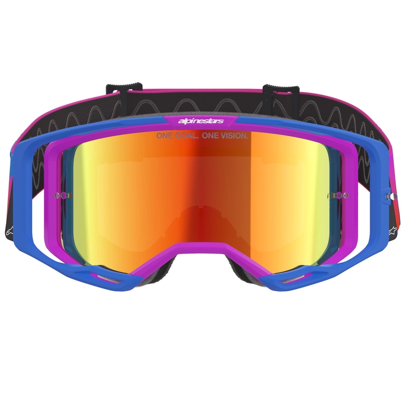 Alpinestars Vision 8 Corp blau-lila-orange Motocross-Brille mit verspiegelter roter Linse