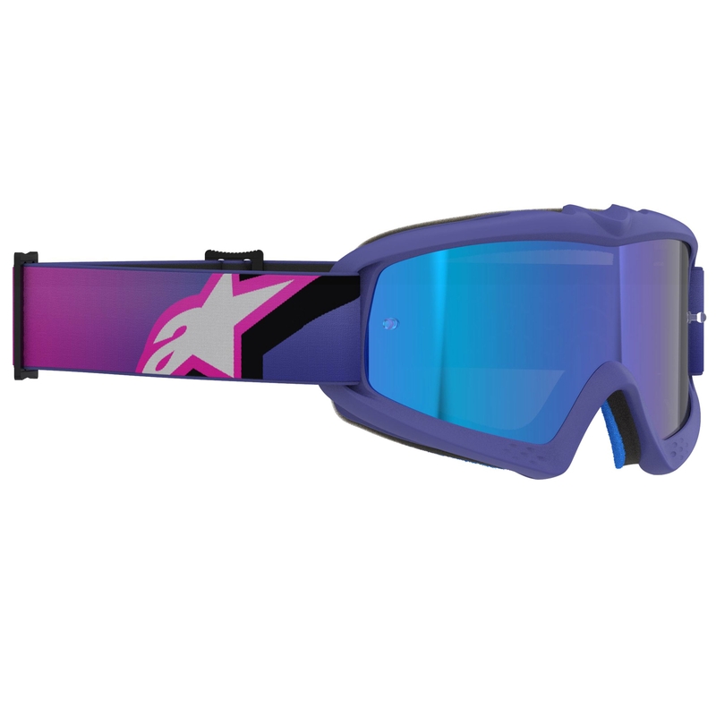 Alpinestars Vision Youth Corp Kinder-Motocrossbrille lila-fluo pink mit verspiegelter blauer Linse