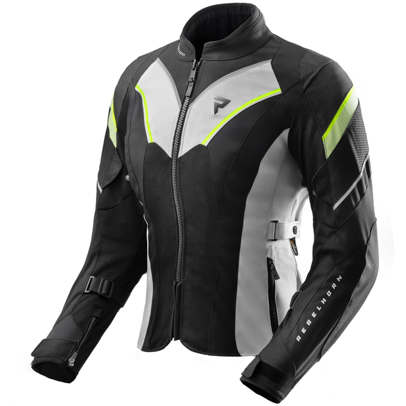 Damen Motorradjacke Rebelhorn Hiflow V schwarz-grau-fluogelb