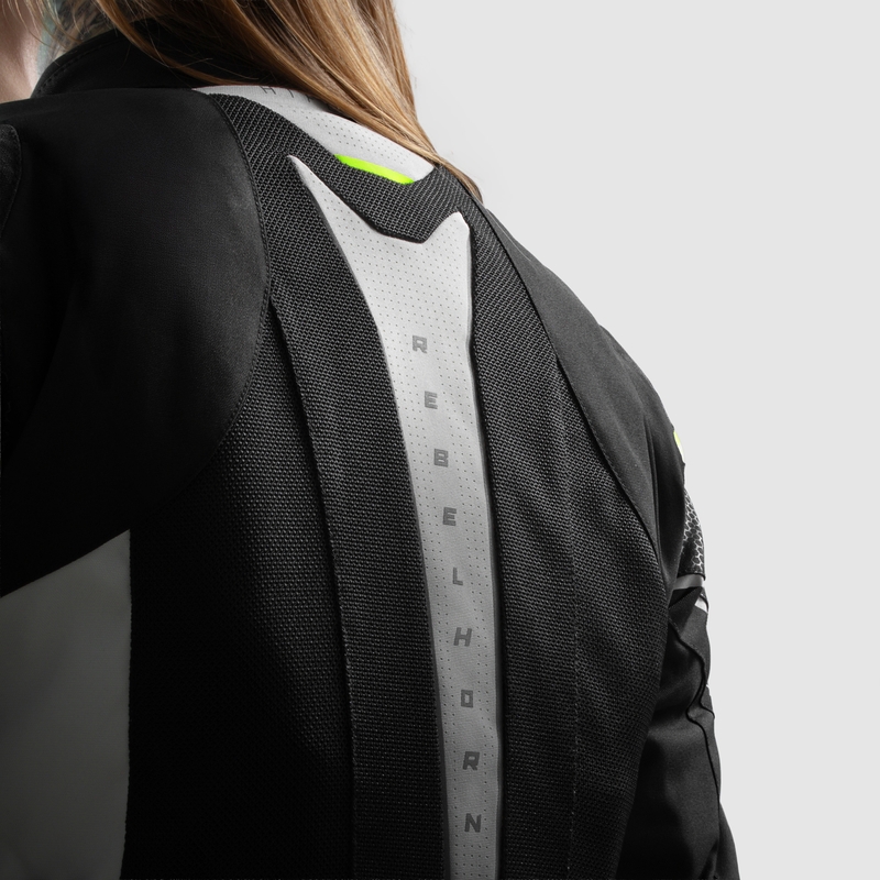 Damen Motorradjacke Rebelhorn Hiflow V schwarz-grau-fluogelb