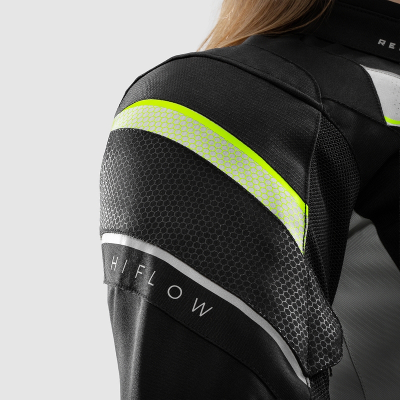 Damen Motorradjacke Rebelhorn Hiflow V schwarz-grau-fluogelb