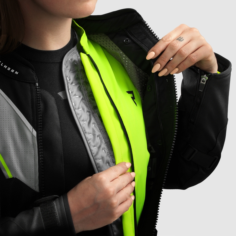 Damen Motorradjacke Rebelhorn Hiflow V schwarz-grau-fluogelb