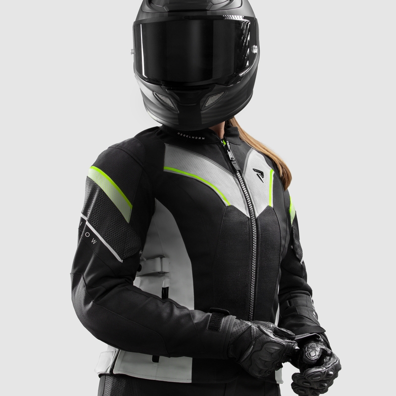 Damen Motorradjacke Rebelhorn Hiflow V schwarz-grau-fluogelb