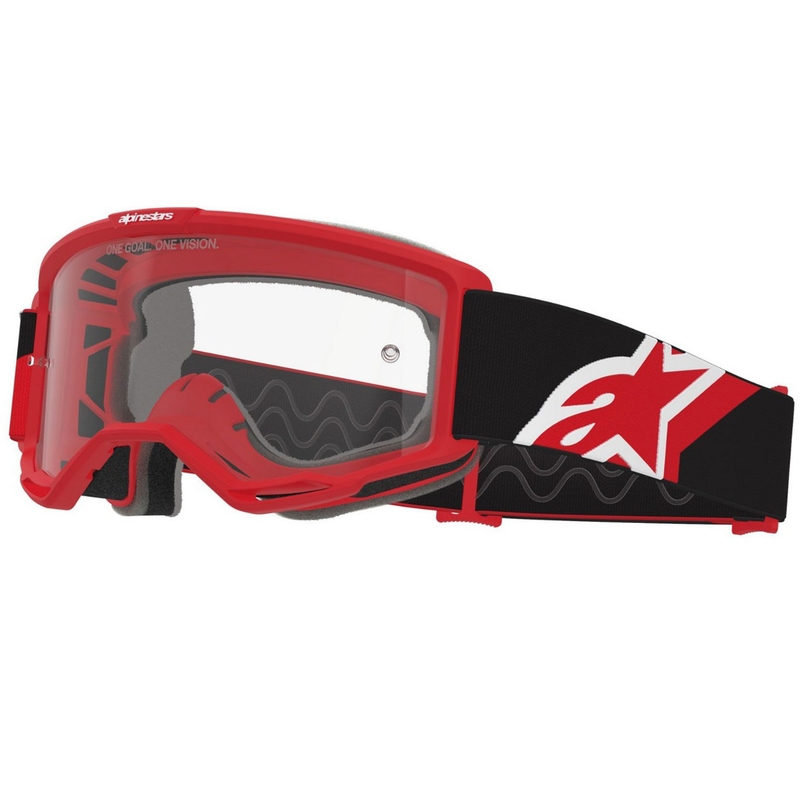 Alpinestars Vision OTG rot-schwarz-weiße Motocross-Brille mit klarer Linse