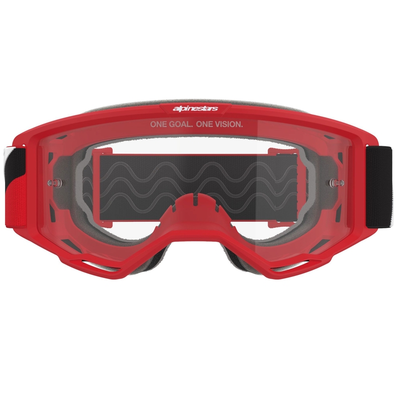 Alpinestars Vision OTG rot-schwarz-weiße Motocross-Brille mit klarer Linse