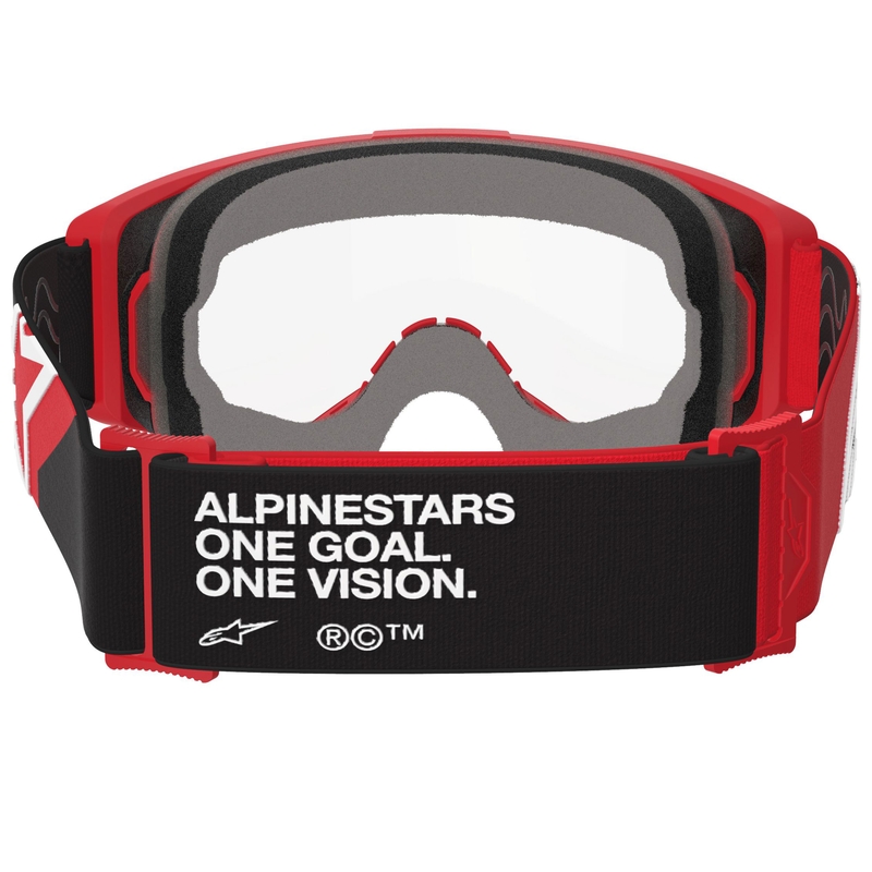Alpinestars Vision OTG rot-schwarz-weiße Motocross-Brille mit klarer Linse