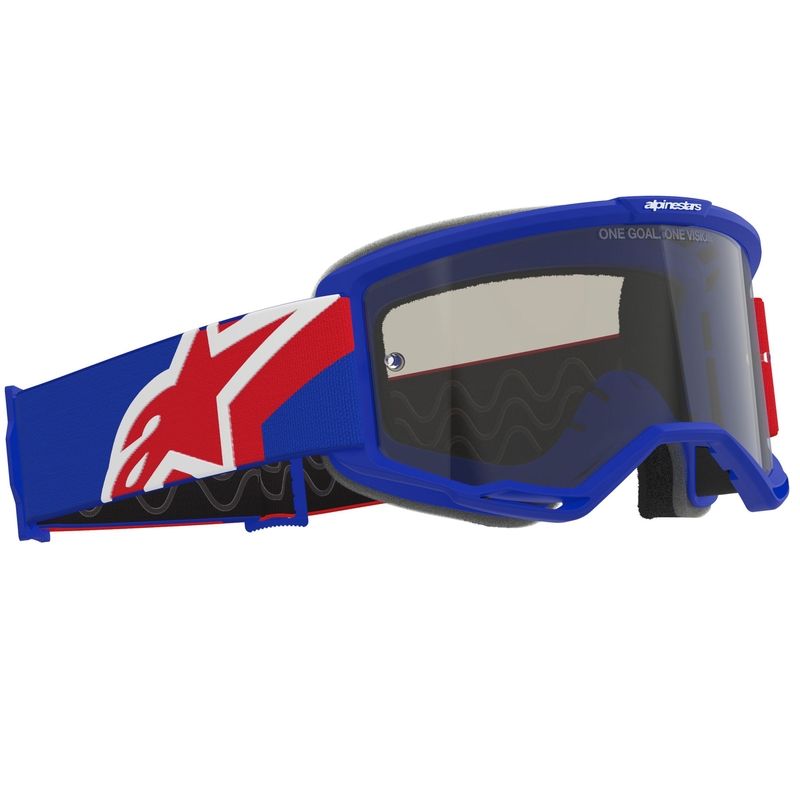 Alpinestars Vision Sand Motocrossbrille blau-rot-weiß mit dunkel getönter Linse