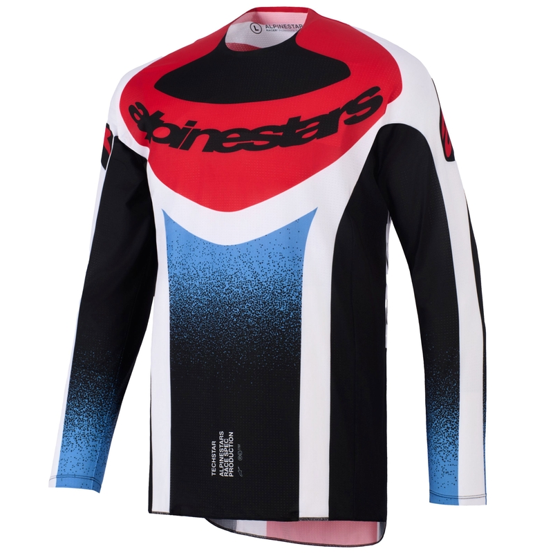 Alpinestars Techstar Knif Motocross Trikot schwarz-weiß-blau-rot