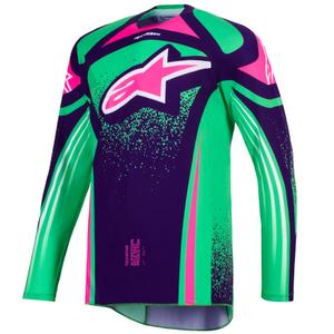 Alpinestars Techstar Nomur Motocross-Trikot dunkelviolett-grün-neonpink
