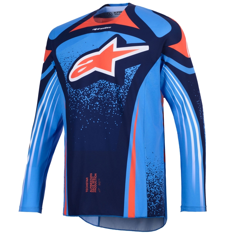 Alpinestars Techstar Nomur Motocross-Trikot dunkelblau-orange-blau