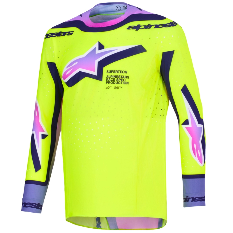 Alpinestars Supertech Vista Motocross-Trikot fluo gelb-lila-schwarz