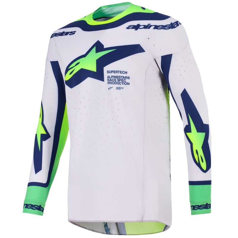 Alpinestars Supertech Vista Motocross-Trikot hellgrau-fluo gelb-grün-blau-pink