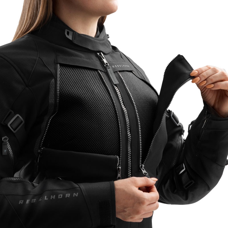 Damen Motorradjacke Rebelhorn Hardy 3.0 schwarz