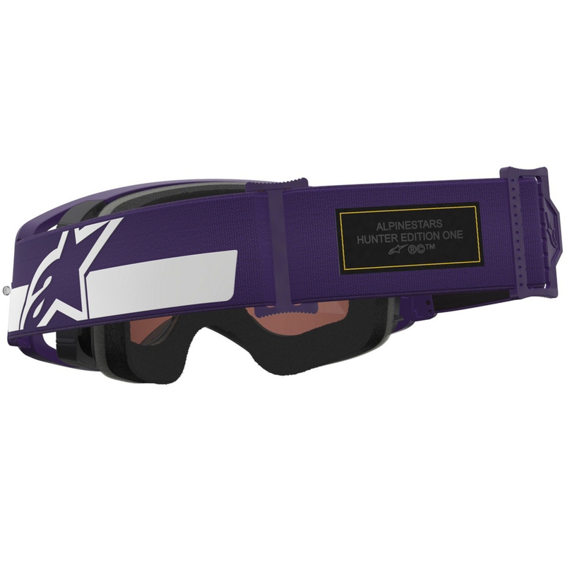 Alpinestars Supertech Vision Hunta96 XXV Motocrossbrille lila-weiß mit verspiegeltem silbernem Plexiglas