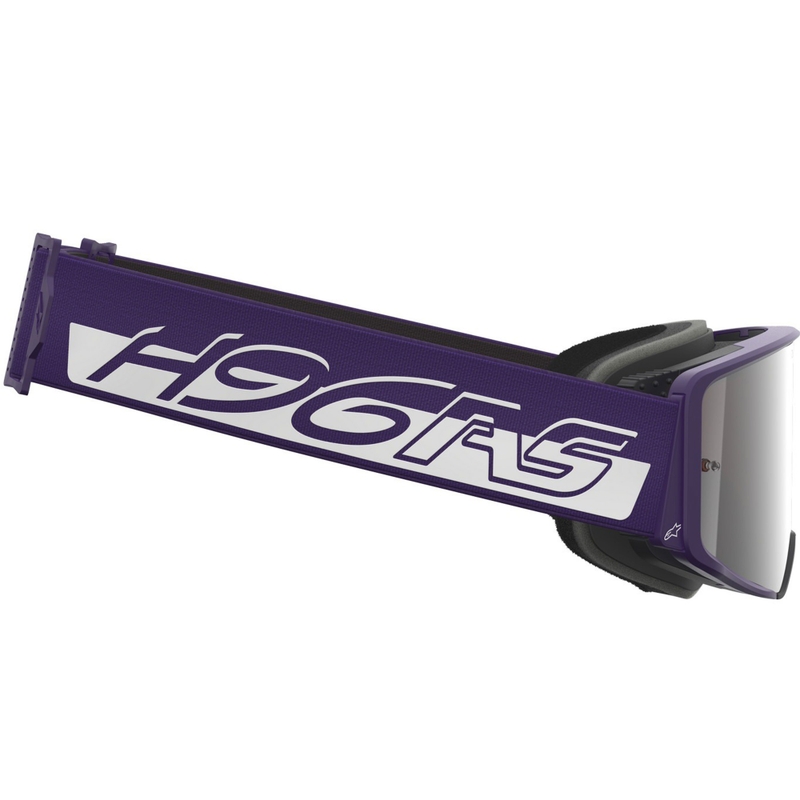 Alpinestars Supertech Vision Hunta96 XXV Motocrossbrille lila-weiß mit verspiegeltem silbernem Plexiglas