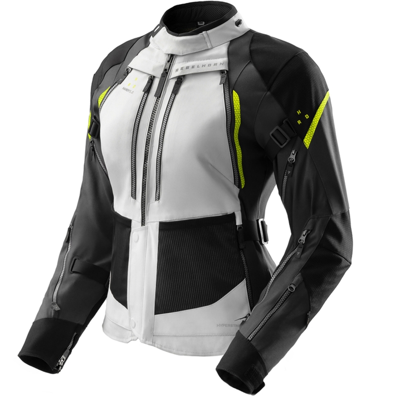 Damen Motorradjacke Rebelhorn Hardy 3.0 schwarz-grau-fluogelb