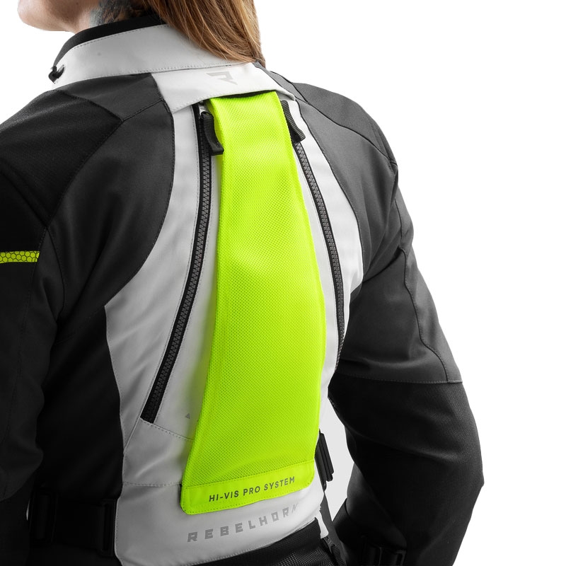 Damen Motorradjacke Rebelhorn Hardy 3.0 schwarz-grau-fluogelb