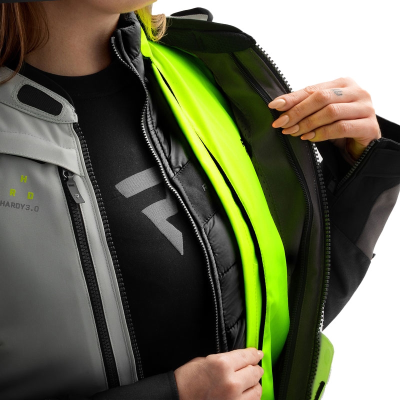 Damen Motorradjacke Rebelhorn Hardy 3.0 schwarz-grau-fluogelb