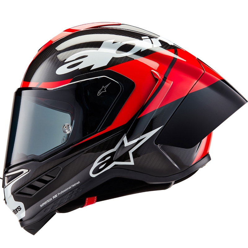 Alpinestars Supertech R-10 Element Carbon Fluo Integralhelm rot-weiß