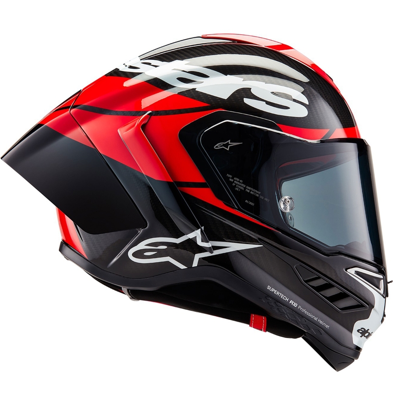 Alpinestars Supertech R-10 Element Carbon Fluo Integralhelm rot-weiß