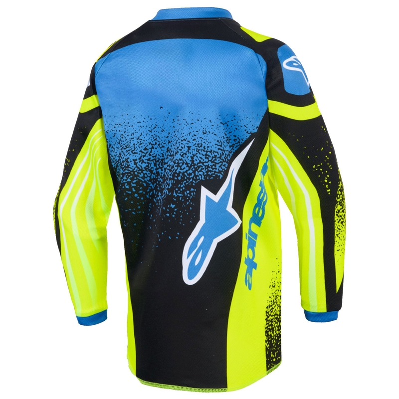 Motocross Jersey Alpinestars Racer Nomur Kinder Dunkelblau-Neongelb-Schwarz