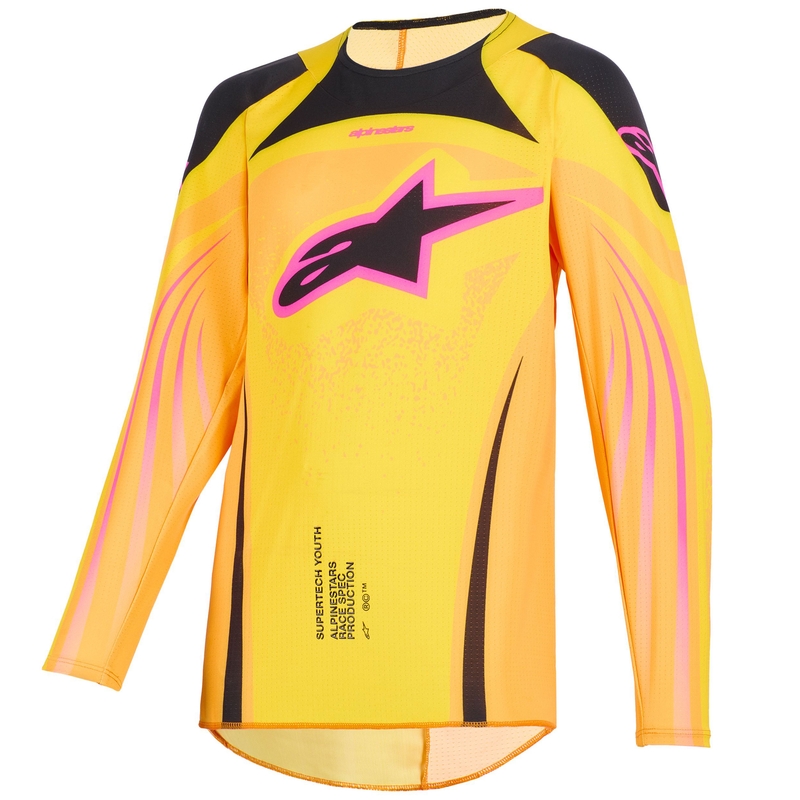 Motocross Jersey Alpinestars Techstar Nomur Kinder Orange-Gelb-Pink