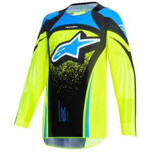 Motocross Jersey Alpinestars Techstar Nomur Kinder Dunkelblau-Neongelb-Blau