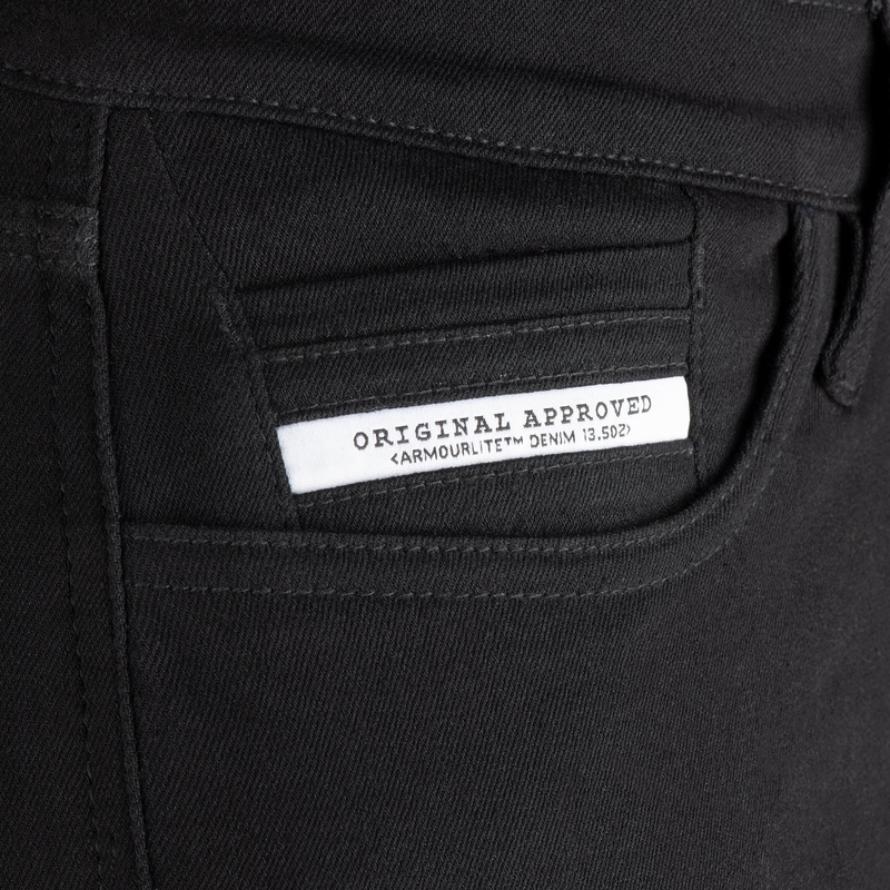 OXFORD ORIGINAL APPROVED SUPER STRETCH JEANS AA SLIM FIT verkürzte Motorradjeans schwarz