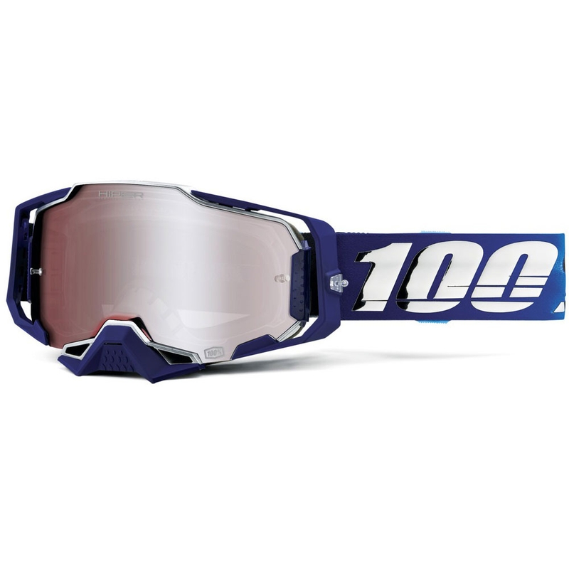 Motocrossbrille 100% ARMEGA Hiper Novel mit silbernem Plexiglas