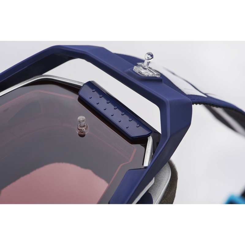 Motocrossbrille 100% ARMEGA Hiper Novel mit silbernem Plexiglas