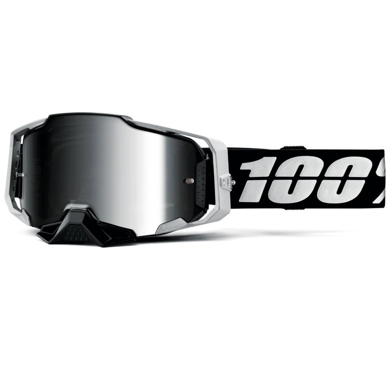 Motocrossbrille 100% ARMEGA Reneen S2 mit silbernem Plexiglas