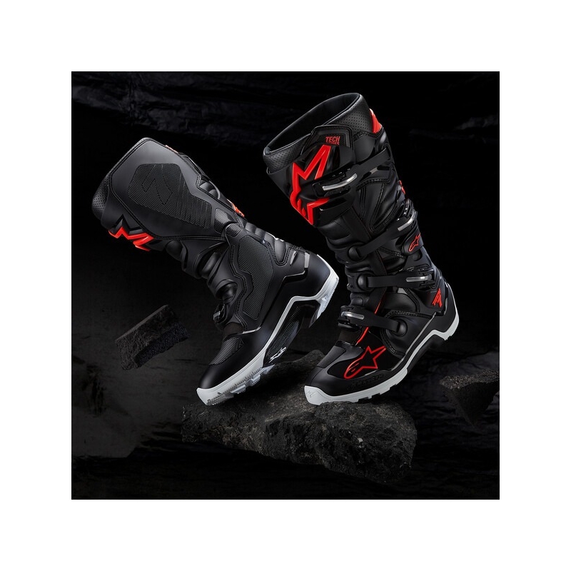 Motorradstiefel Motorradstiefel Alpinestars Tech 7 Enduro schwarz-rot fluo-weißTech 7 Enduro schwarz-rot fluo-weiß