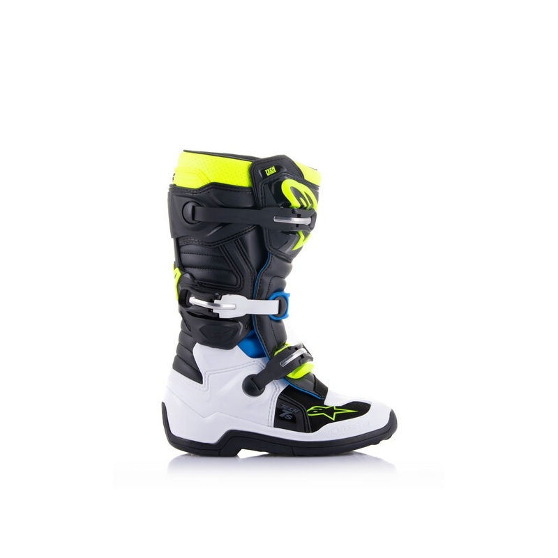 Alpinestars Tech 7 S Kinder Motorradstiefel schwarz-weiß-fluo gelb-blau