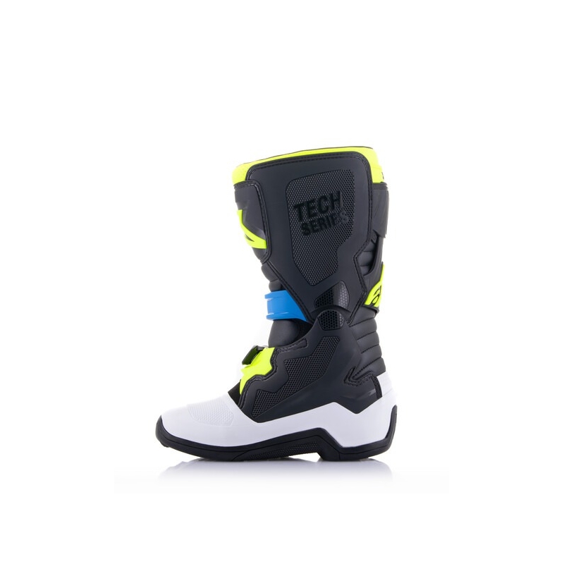 Alpinestars Tech 7 S Kinder Motorradstiefel schwarz-weiß-fluo gelb-blau
