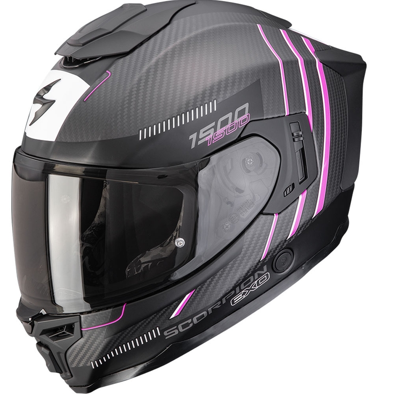 Scorpion EXO-1500 Carbon Air Zity Integralhelm für Motorräder, matt schwarz-pink