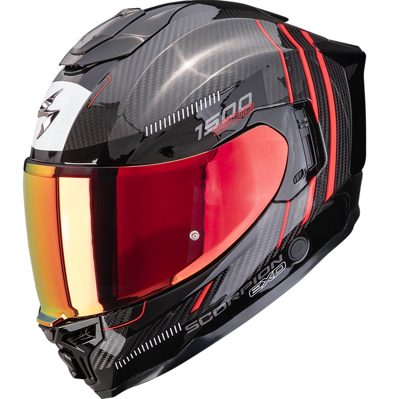 Scorpion EXO-1500 Carbon Air Zity Integralhelm für Motorräder, Schwarz-Rot
