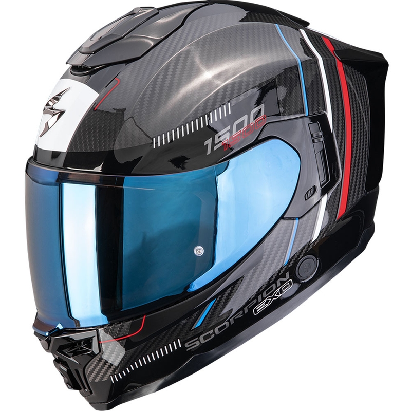 Scorpion EXO-1500 Carbon Air Zity Integralhelm für Motorräder, schwarz-rot-blau