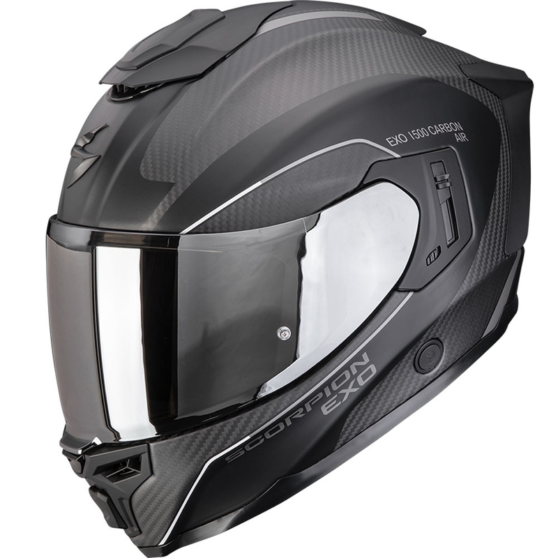 Scorpion EXO-1500 Carbon Air Mundi Integralhelm für Motorräder, Mattschwarz-Silber