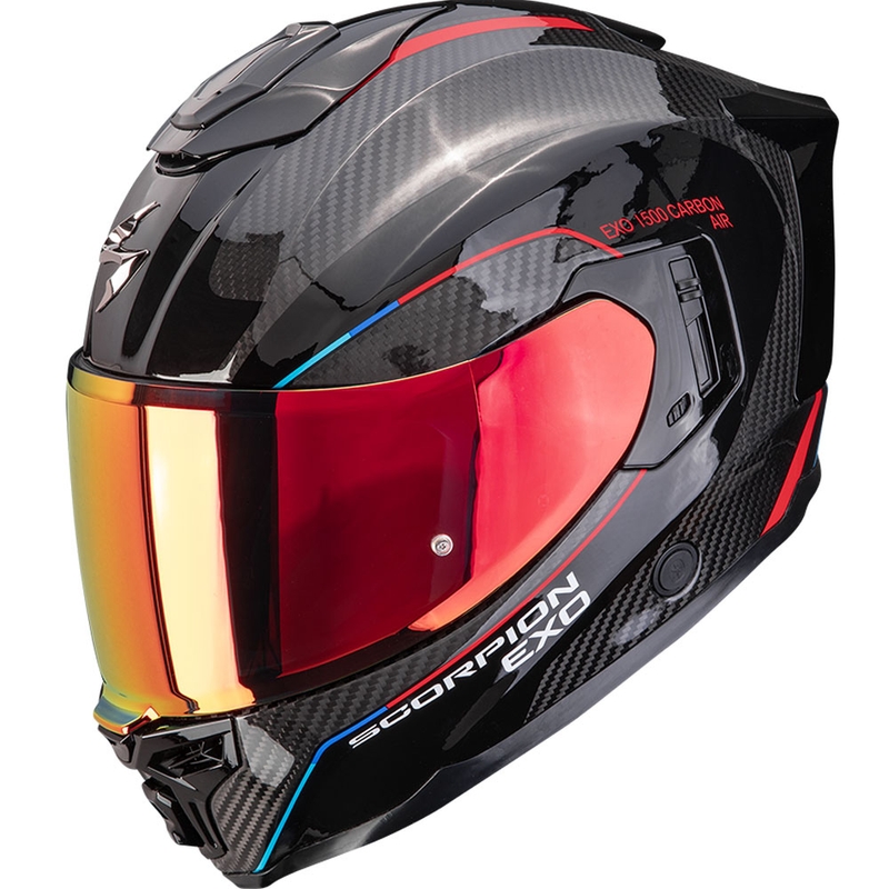 Scorpion EXO-1500 Carbon Air Mundi Integralhelm für Motorräder, Schwarz-Rot