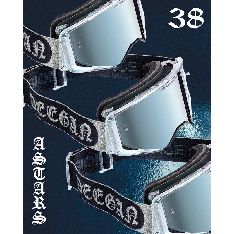 Alpinestars Supertech Vision DNGR38 XXV Motocrossbrille schwarz-silber mit verspiegeltem silbernem Plexiglas