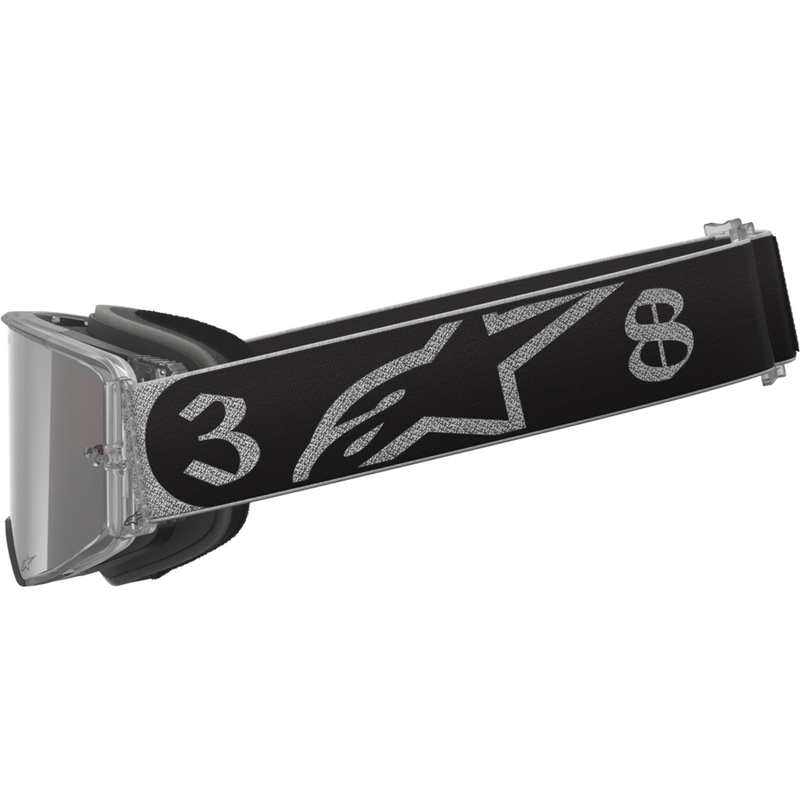 Alpinestars Supertech Vision DNGR38 XXV Motocrossbrille schwarz-silber mit verspiegeltem silbernem Plexiglas