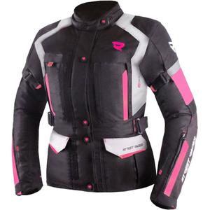 Damen Motorradjacke Street Racer Hilax schwarz-grau-pink
