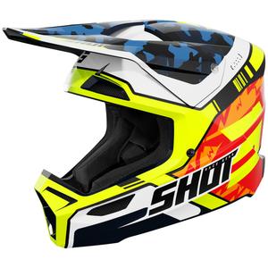 Motocross-Helm Shot Furious Flash glänzend blau-fluo gelb