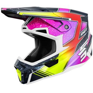 Motocross-Helm Shot Lite Racing perlblau-fluogelb