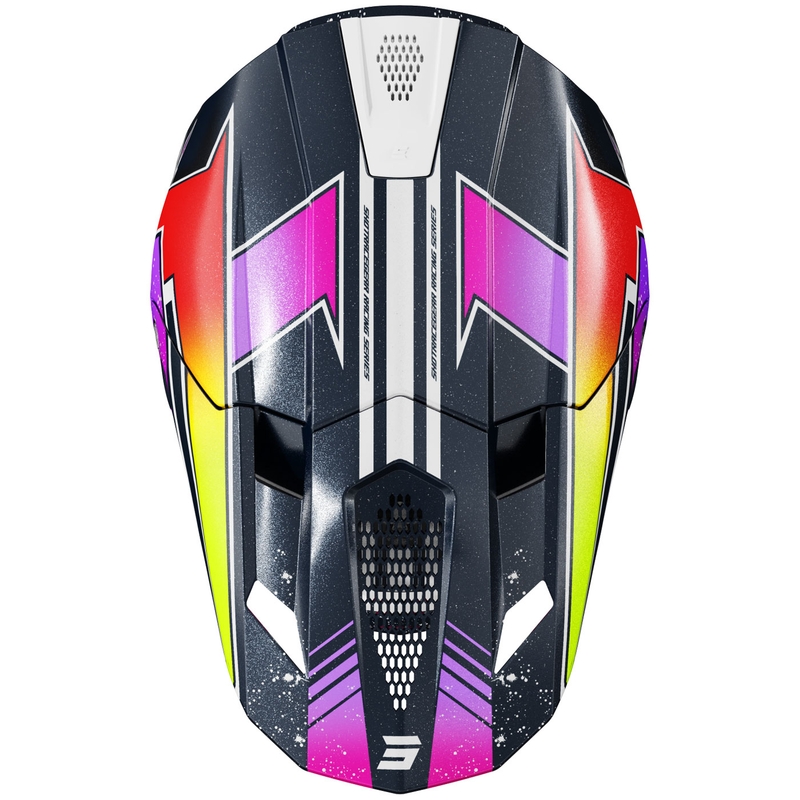 Motocross-Helm Shot Lite Racing perlblau-fluogelb