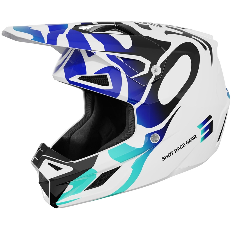 Motocross-Helm Shot Speed Ghost glänzend blau