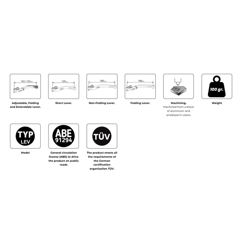 Kupplungshebel ohne Adapter PUIG 4.0 kurz schwarz/schwarz