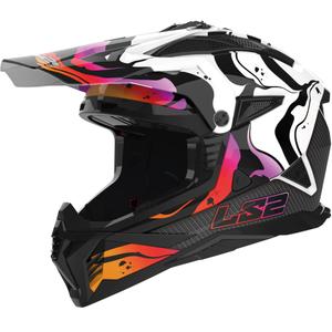 Motocrosshelm LS2 MX708 Fast II Wash White schwarz-weiß-pink