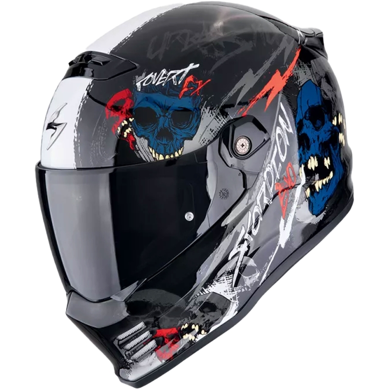 Scorpion COVERT FX SKULLZ Integral-Motorradhelm schwarz-grau-rot